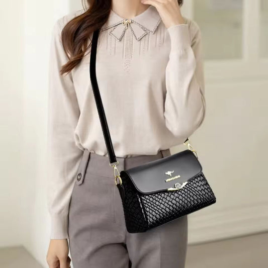 Luxury Handbag Women Bags Designer Pu Leather Knitting Shoulder Messenger Crossbody Bags for Women Mother Bolsa Ladies Hand Bag